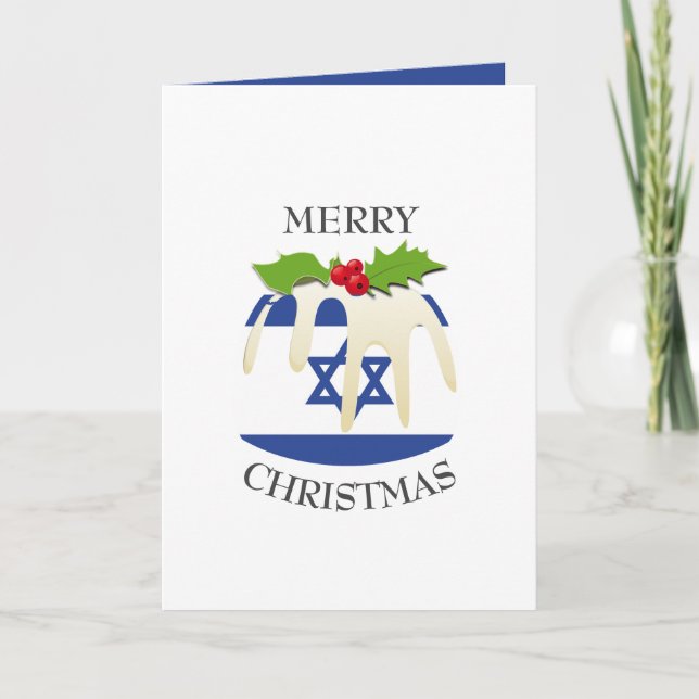 ISRAEL FLAG | Festive Pudding | Christmas Holiday Card (Front)