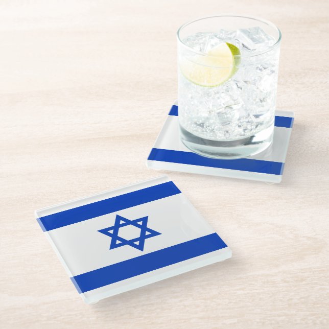 Israel flag glass coaster (Angled)