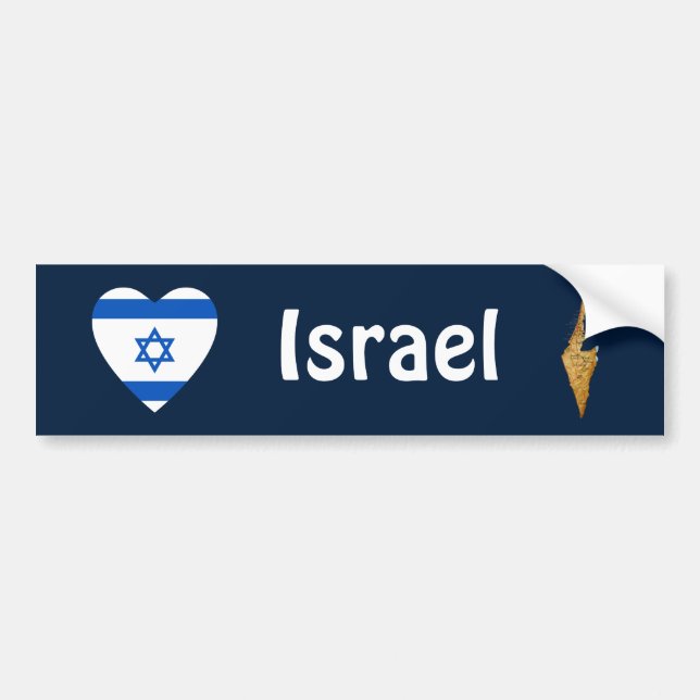 Israel Flag Heart + Map Bumper Sticker (Front)