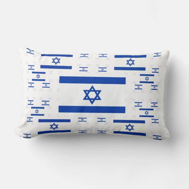 Israel Flag in Multiple Colourful Layers 2 Lumbar Pillow (Front)