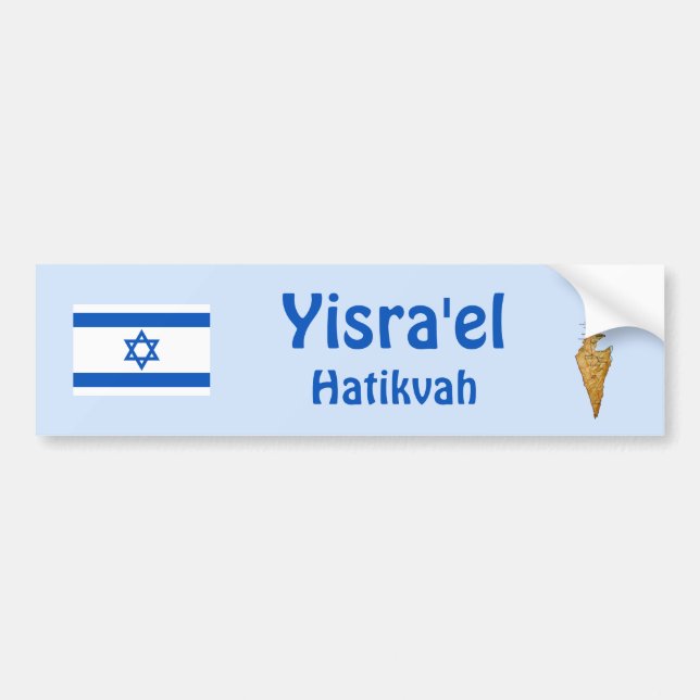 Israel Flag + Map Bumper Sticker (Front)