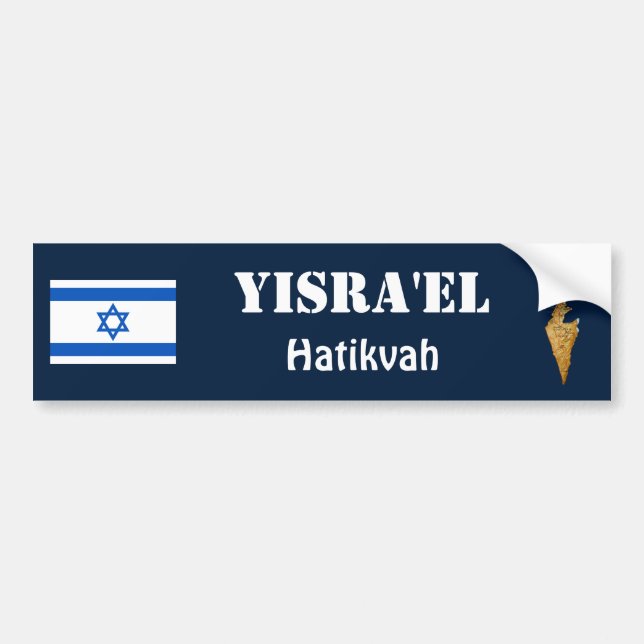 Israel Flag + Map Bumper Sticker (Front)