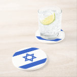 Israel flag modern patriotic coaster<br><div class="desc">Israel flag modern patriotic coaster.
Israeli Flag.</div>