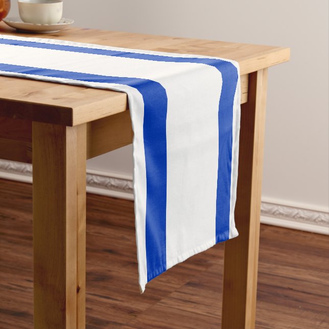 Israel flag modern patriotic short table runner (In Situ)