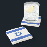 Israel flag modern patriotic stone coaster<br><div class="desc">Israel flag modern patriotic Stone Coaster 
Israeli Flag.</div>