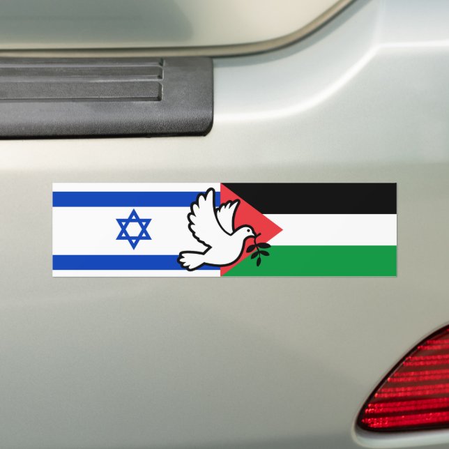 Israel Flag Palestine Flag Ceasefire Peace Bumper Sticker (On Car)