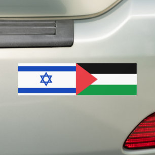 Israel Flag Palestine Flag Peace Bumper Sticker