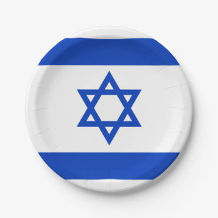 Israel flag paper plate