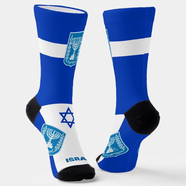 Israel Flag Patriotic, Sustainable Israel Premium Socks (Angled)