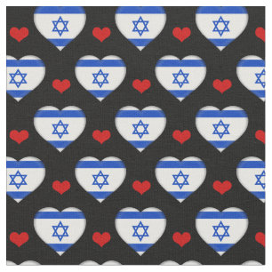 Israel Flag & Red Heart fashion Fabric / Jewish