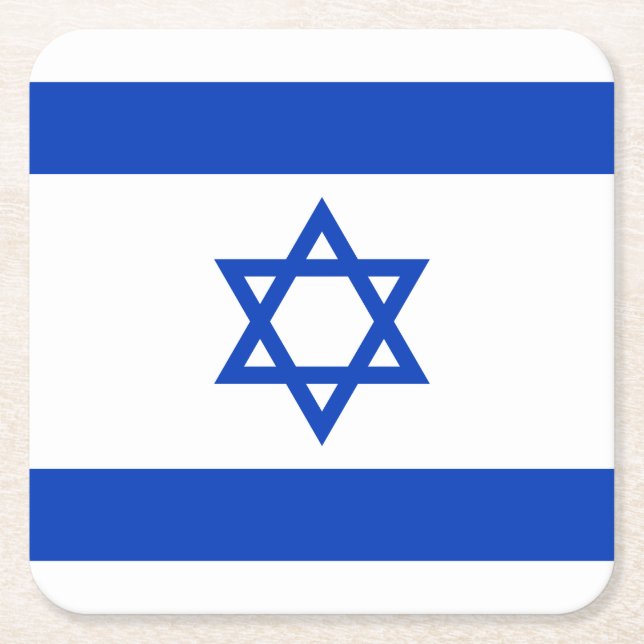 Israel Flag Square Paper Coaster (Front)