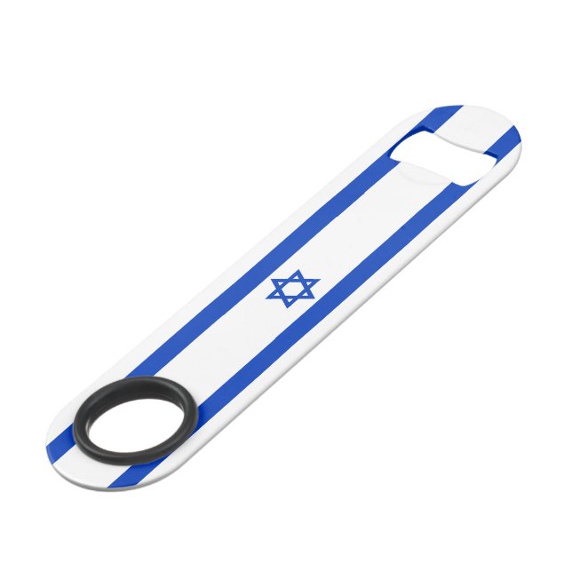 Israel flag white and blue patriotic modern bar key (Front Angled)