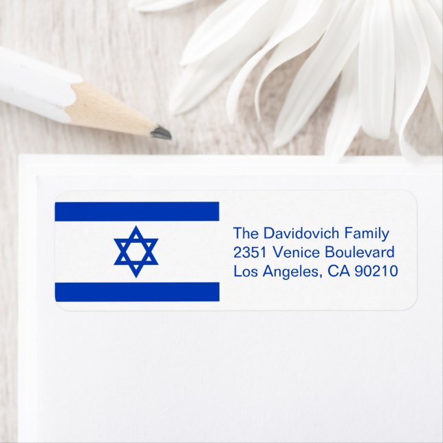 Israel flag white and blue return address (Insitu)