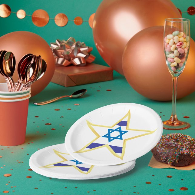 Israel Gold Star Paper Plates (Creator Uploaded)