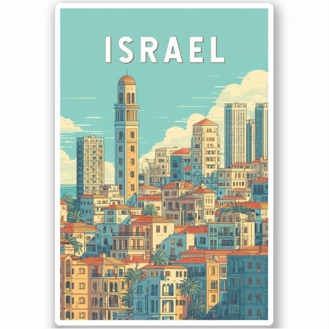 Israel Illustration Travel Art Vintage (Front)