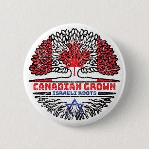 Israel Israeli Canadian Canada Tree Roots Flag 2 Inch Round Button