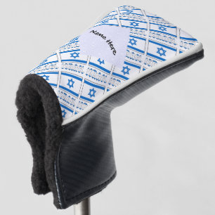 Israel Israeli Flag Tiled Black Personalization Golf Head Cover