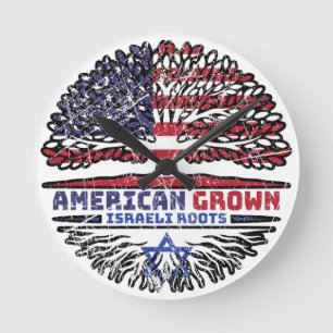 Israel Israeli US American USA United States Tree Round Clock