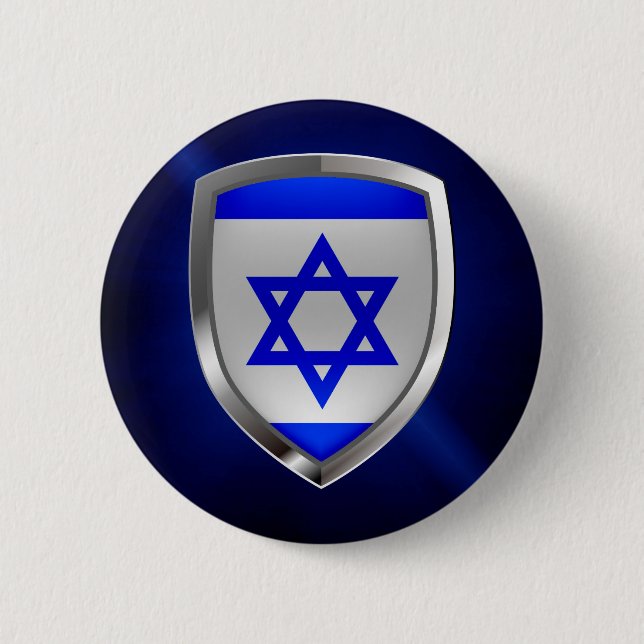 Israel Metallic Emblem 2 Inch Round Button (Front)