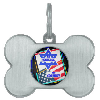 Israel,...my Heritage, USA,... my Country. Pet Name Tag