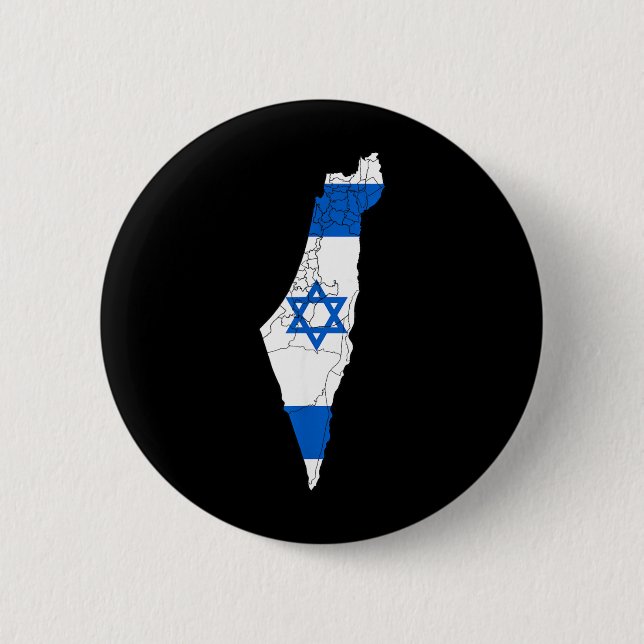 Israel National Flag Distressed Map 2 Inch Round Button (Front)