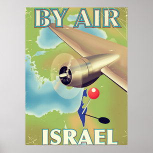 Israël par avion affiche de voyage vintage