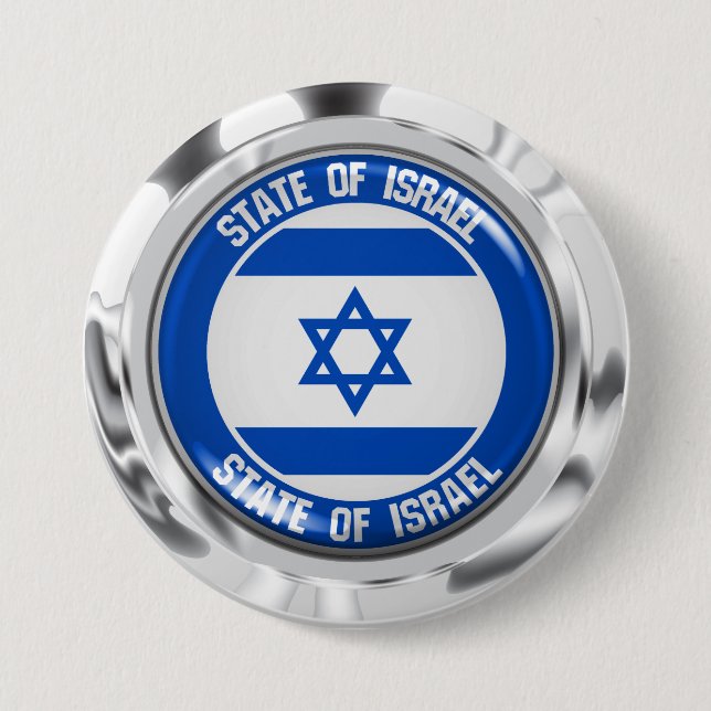 Israel Round Emblem 3 Inch Round Button (Front)