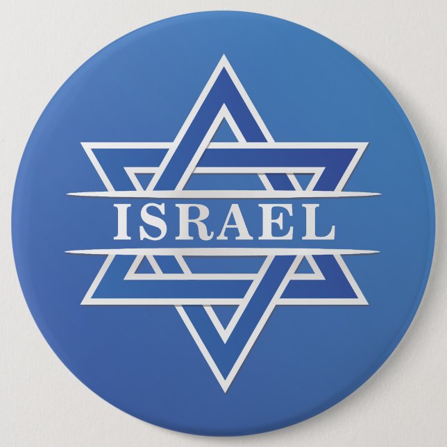 Israel Star Of David Flag 6 Inch Round Button (Front)