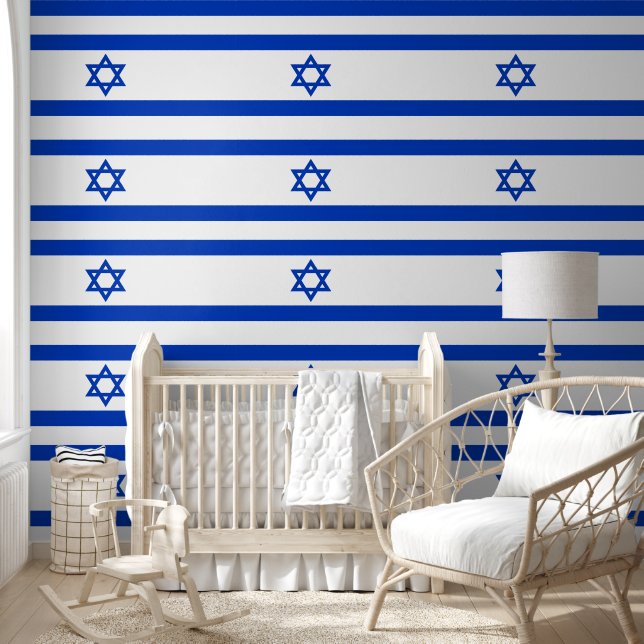Israel Star of David Flag Pattern Blue and White Wallpaper (Kids)