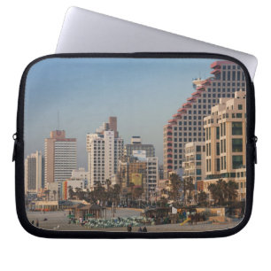 Israel, Tel Aviv, beachfront, hotels, dusk Laptop Sleeve