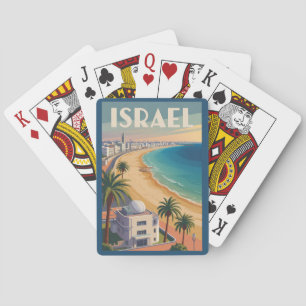 Israel Tel Aviv Illustration Travel Art Vintage Playing Cards