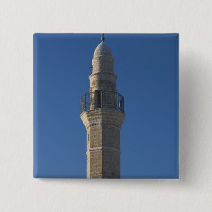 Israel, Tel Aviv, Jaffa, mosque minaret 2 Inch Square Button