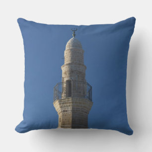 Israel, Tel Aviv, Jaffa, mosque minaret Throw Pillow