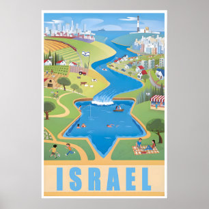 Israel Travel Poster Vintage Israeli Art Home