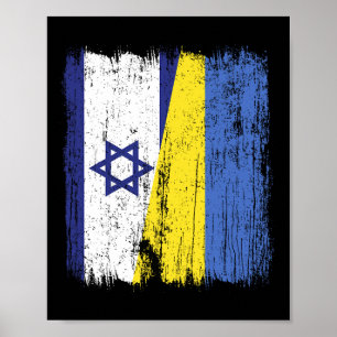 Israel Ukraine Half Flag Israeli Ukrainian Heritag Poster