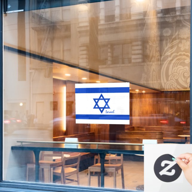 Israel window decal, Israeli Flag patriots /sports Window Cling (Cafe Window)