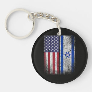 Israeli American Flag Israel Usa Roots America Keychain