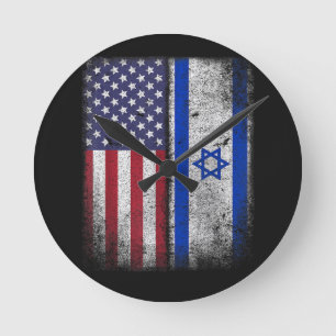 Israeli American Flag Israel Usa Roots America Round Clock