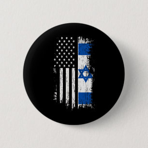 Israeli American Flag - Pride Israel Usa Shirt  2 Inch Round Button