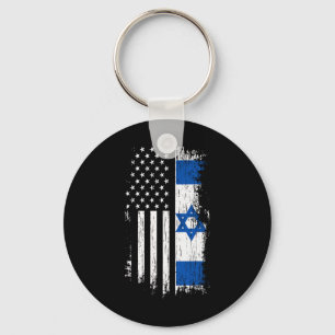 Israeli American Flag - Pride Israel Usa Shirt  Keychain