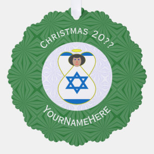 Israeli Angel Christmas Flag Personalized Ornament Card