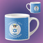 Israeli Angel Hanukkah Flag Personalized Espresso Cup<br><div class="desc">Personalized espresso to help you celebrate Hanukkah with this angel dressed in the Flag of Israel. This Israeli angel flies in the centre of a white, fractal, circle of squiggly squares set in a background of blue squiggly squares. Add your name, or the name of someone else, if giving as...</div>