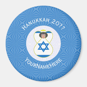 Israeli Angel Hanukkah Flag Personalized Magnet