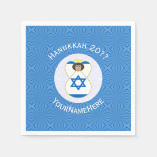 Israeli Angel Hanukkah Flag Personalized  Napkin