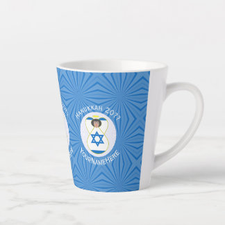 Israeli Angel Hanukkah Flag Personalized Small Latte Mug