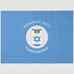 Israeli Angel Hanukkah Flag Personalized  Tissue Paper