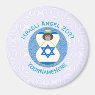 Israeli Flag Angel on Blue and White Personalized Magnet