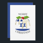 ISRAELI FLAG | Christmas Pudding | Festive Holiday Card<br><div class="desc">Fun,  festive ISRAELI CHRISTMAS PUDDING Holiday Card,  incorporating the STAR OF DAVID flag of ISRAEL.  The text on the front - MERRY CHRISTMAS - and the placeholder message on the reverse are all CUSTOMIZABLE,  so you can personalize with your own wording.</div>