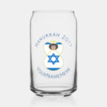 Israeli Flag Hanukkah Angel Personalized Can Glass<br><div class="desc">Personalized beer or can glass features an angel dressed in the blue and white Flag of Israel. Blue letters are all around the Israeli angel for Hanukkah. Letters allow you to personalize with name, holiday, and year, or, whatever text you wish. Fun Hanukkah gift. Nice addition to your holiday decorating...</div>