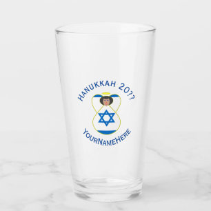 Israeli Flag Hanukkah Angel Personalized Drinking  Glass